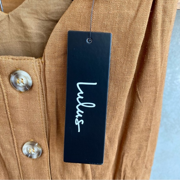 NWT Lulu’s  Meant for Greatness Tan Button-Front Mini Dress, Size M - Picture 15 of 15